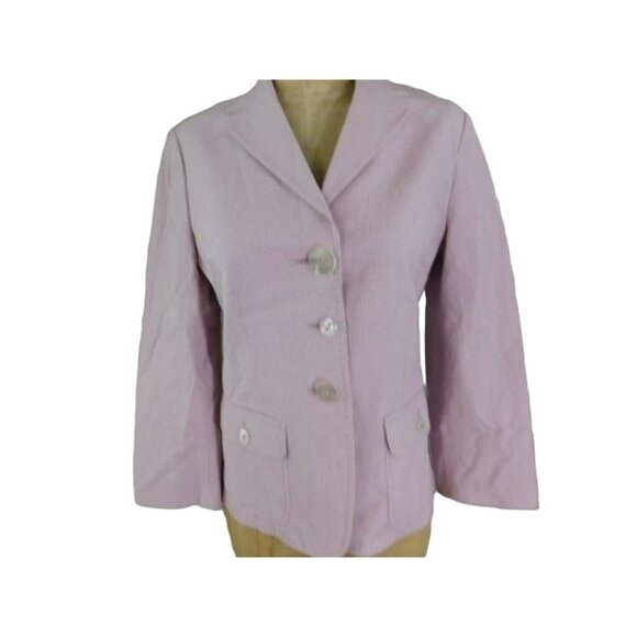 Faconnable Size 4 Pinstripe 3/4 sleeve Career Designer Blazer Jacket - Picture 2 of 3